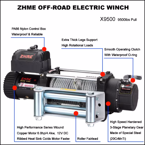 12V Fast Winch 9500lbs